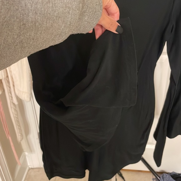 Black Bodycon Dress with Bell Sleeves & Choker Neck - Picture 3 of 5